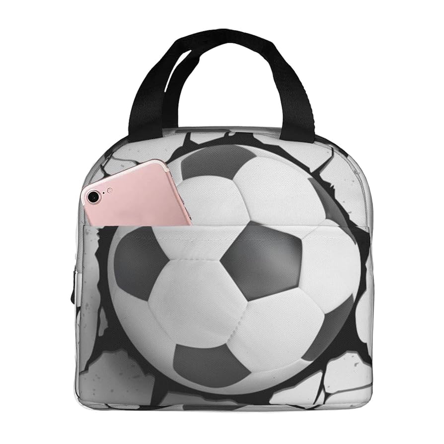 Amazon｜サッカーボール (3) 保冷 がま口 ランチバッグ ブラック